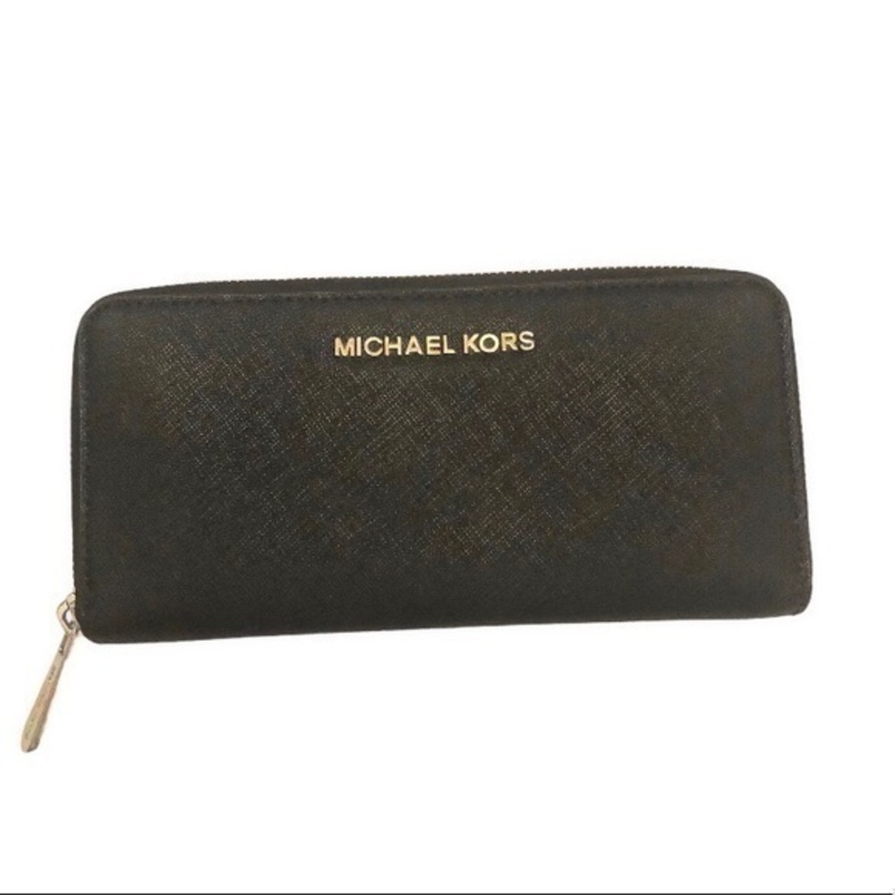 Michael kors black saffiano leather zipper wallet